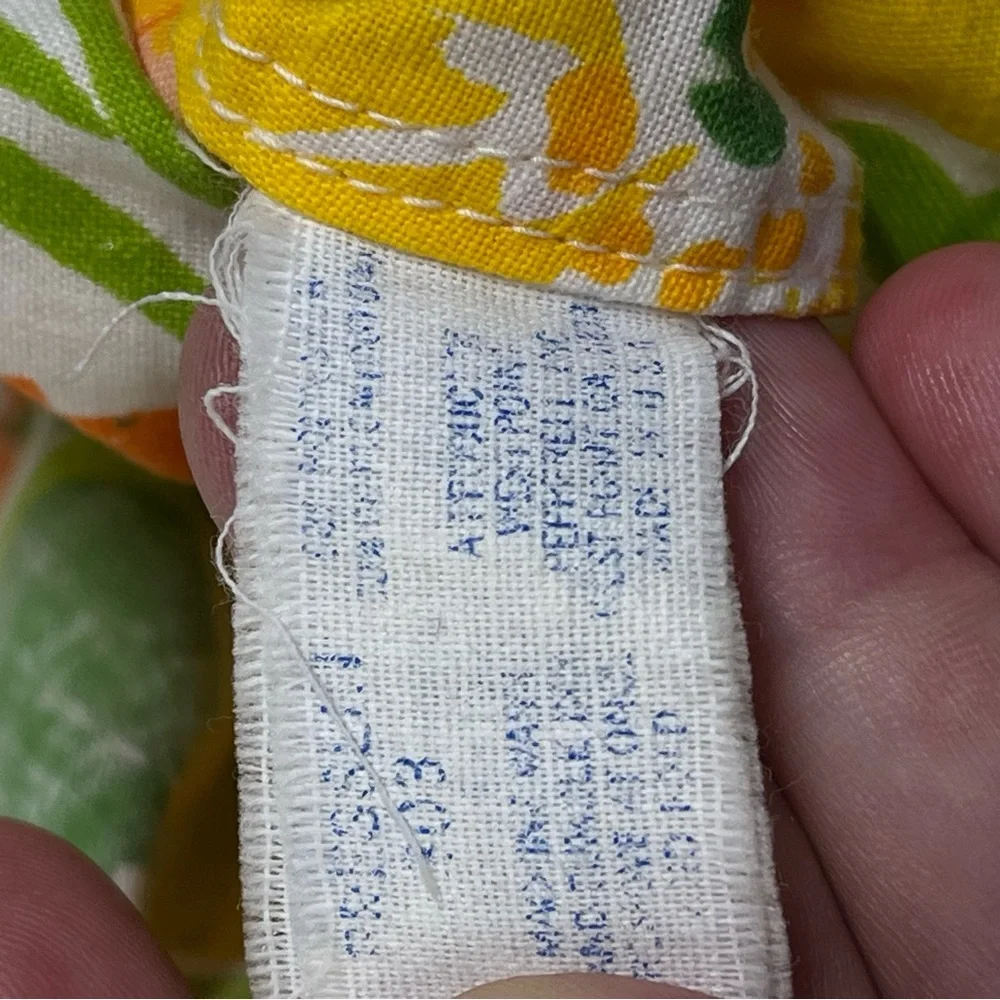 70’s Vintage Twin Fitted Sheet floral percale 0758 green yellow orange